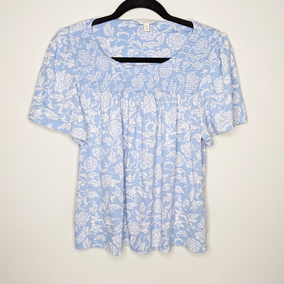 Lucky Brand Tops - LUCKY BRAND • Floral Smocked Baby Blue Top Size M